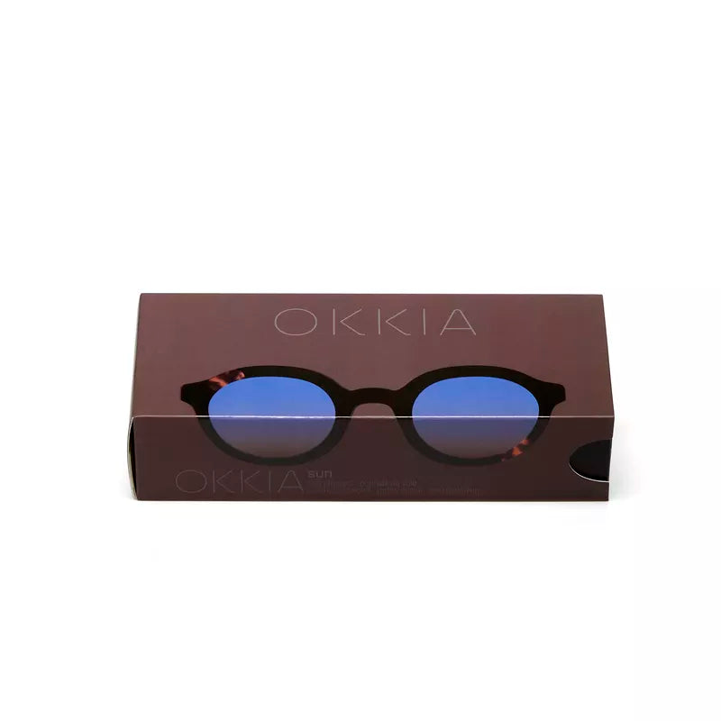 LAURO SUNGLASSES - Black with 3 Dots and Blue Lenses