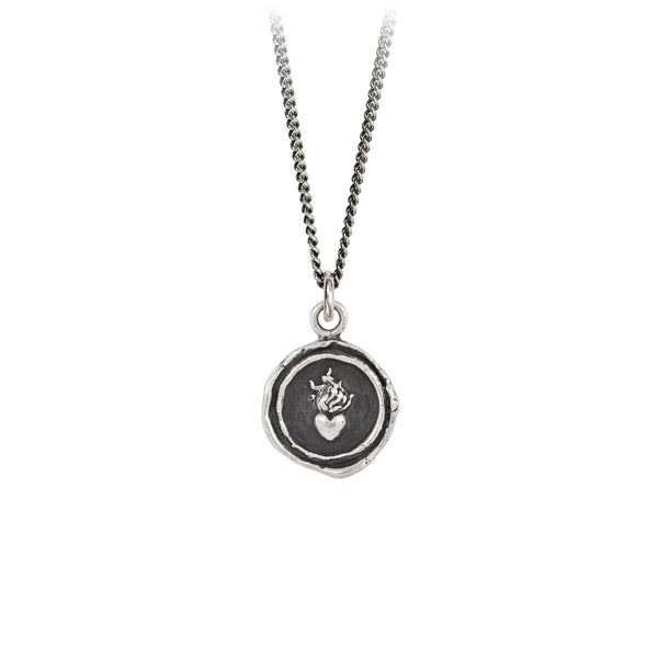 STERLING SILVER TALISMAN NECKLACE - FLAMING HEART