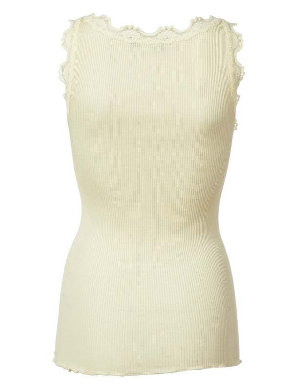 BABETTE CLASSIC SILK TOP WITH LACE - PALE YELLOW