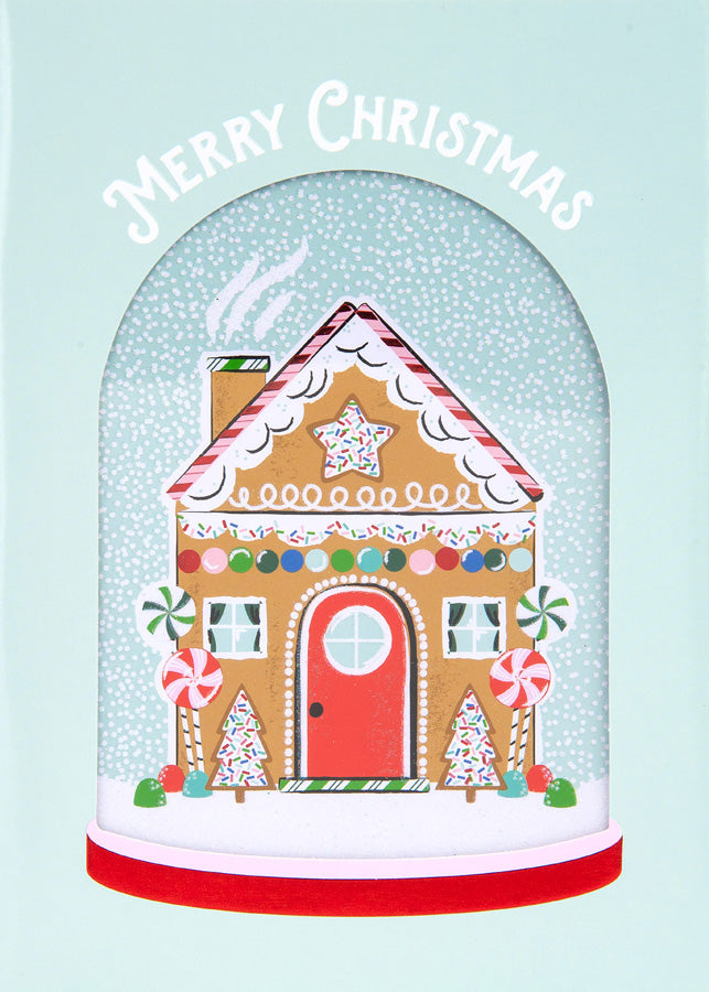 GINGERBREAD HOUSE IN DOME Greeting Card