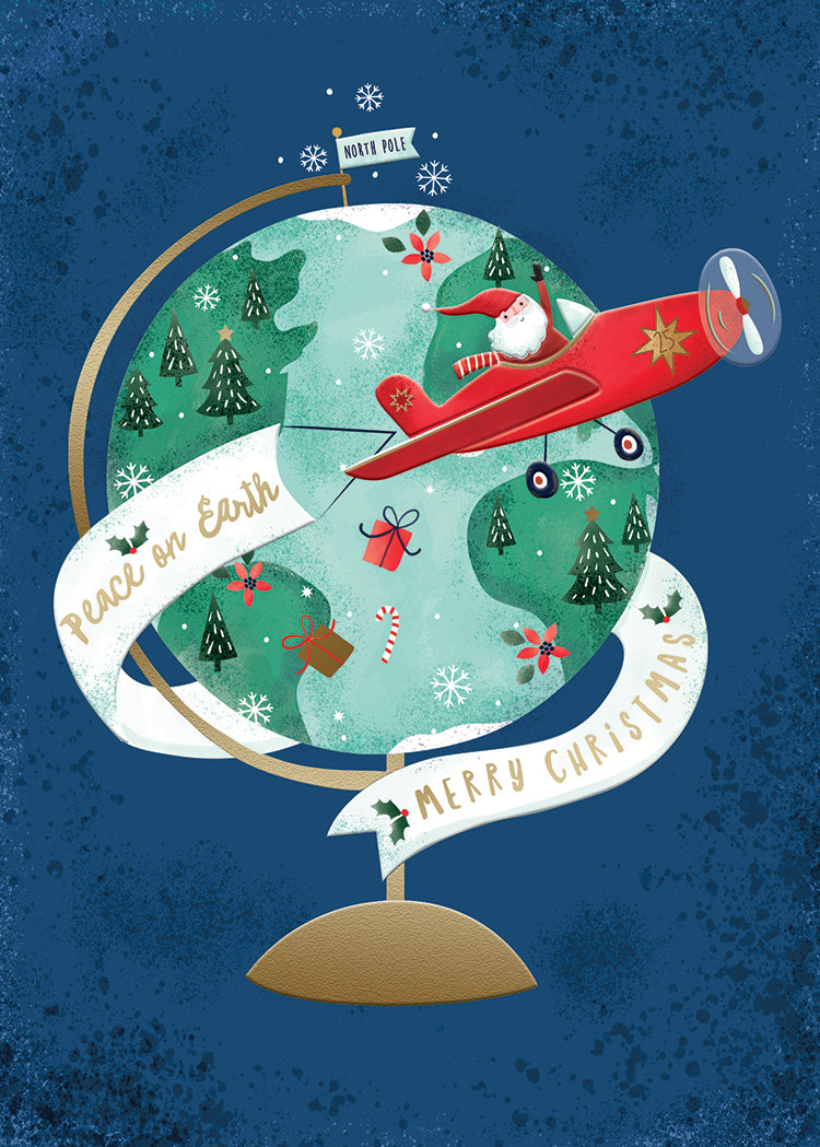 AROUND THE GLOBE SANTA Greeting Card