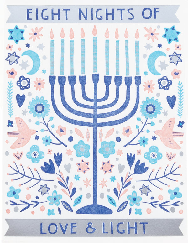 FLORAL MENORAH Hanukkah Greeting Card