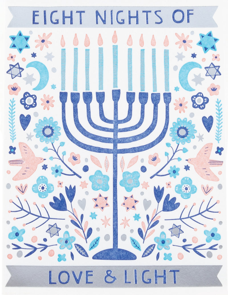 FLORAL MENORAH Hanukkah Greeting Card