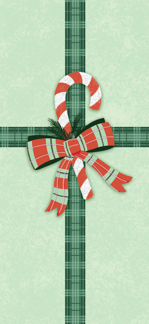 CANDY CANE BOW Money Holder Greeting Card