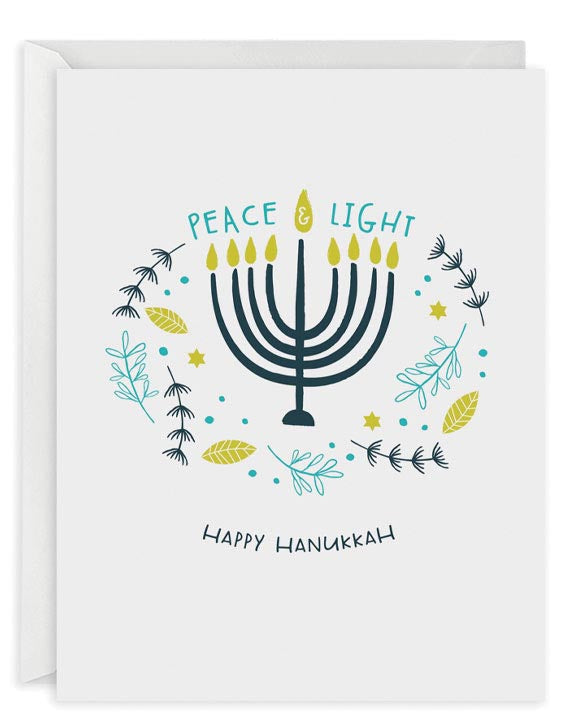 PEACE AND LIGHT Hanukkah Greeting Card