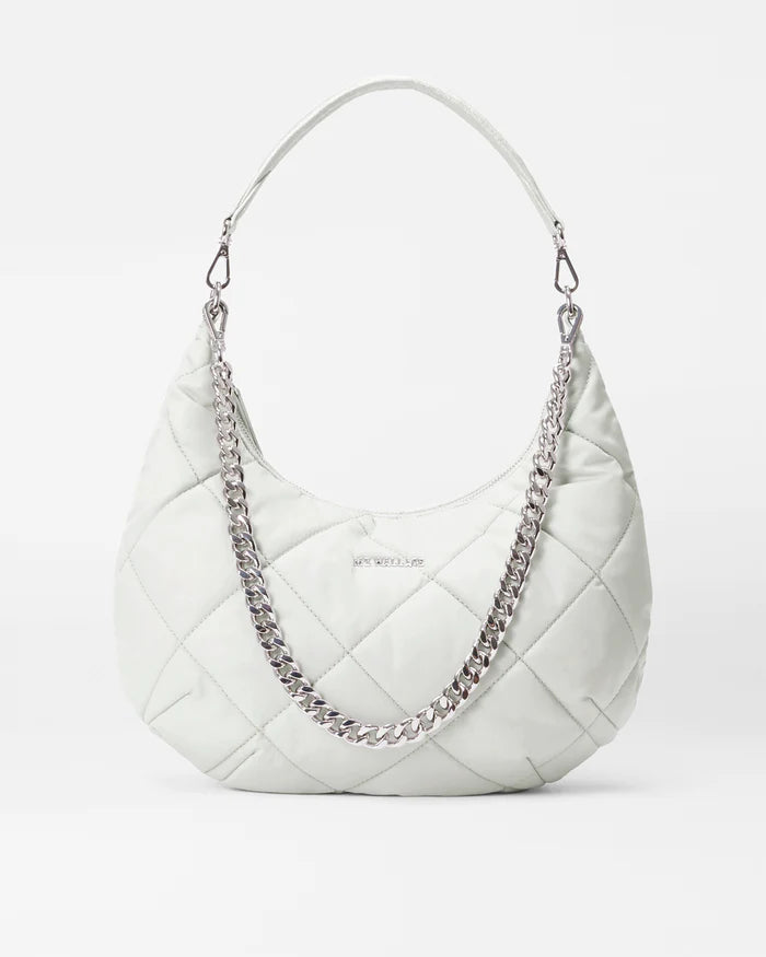 QUILTED MADISON SHOULDER BAG II in Frost