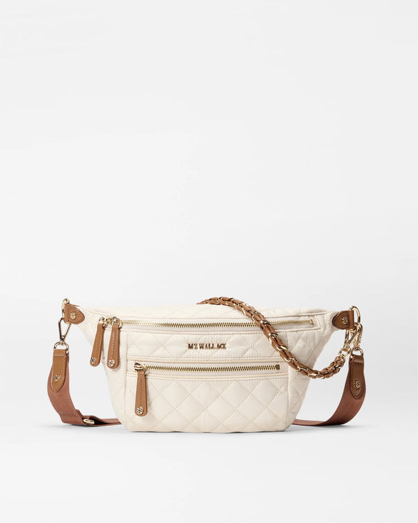 SMALL CROSBY CROSSBODY SLING in Sandshell with Brown