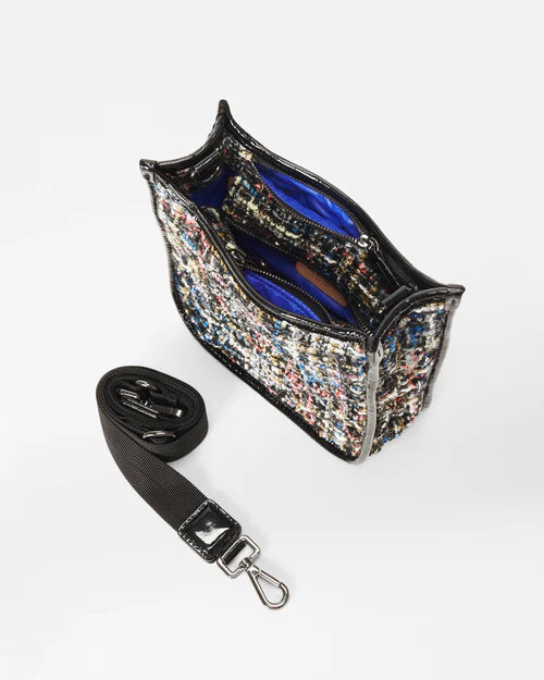 SMALL BOX CROSSBODY in Midnight Sparkle Boucle