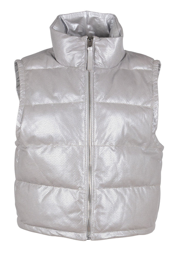 ELLICE Perforated Leather Vest - Silver Metallic