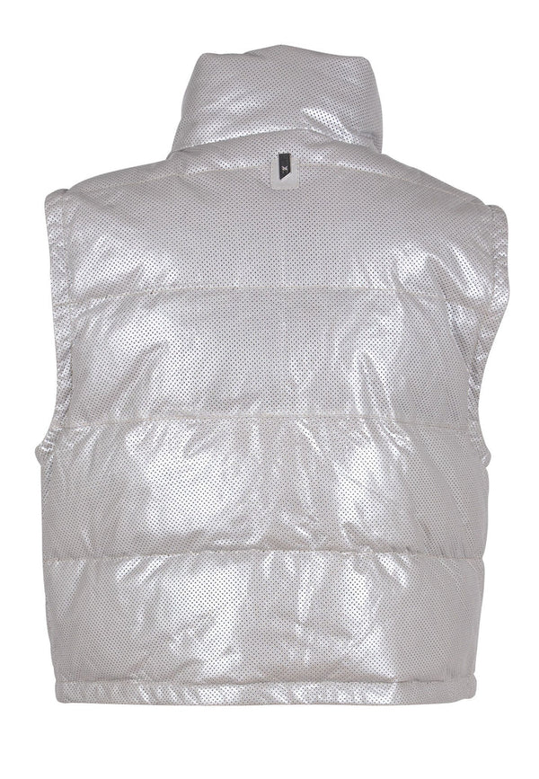 ELLICE Perforated Leather Vest - Silver Metallic