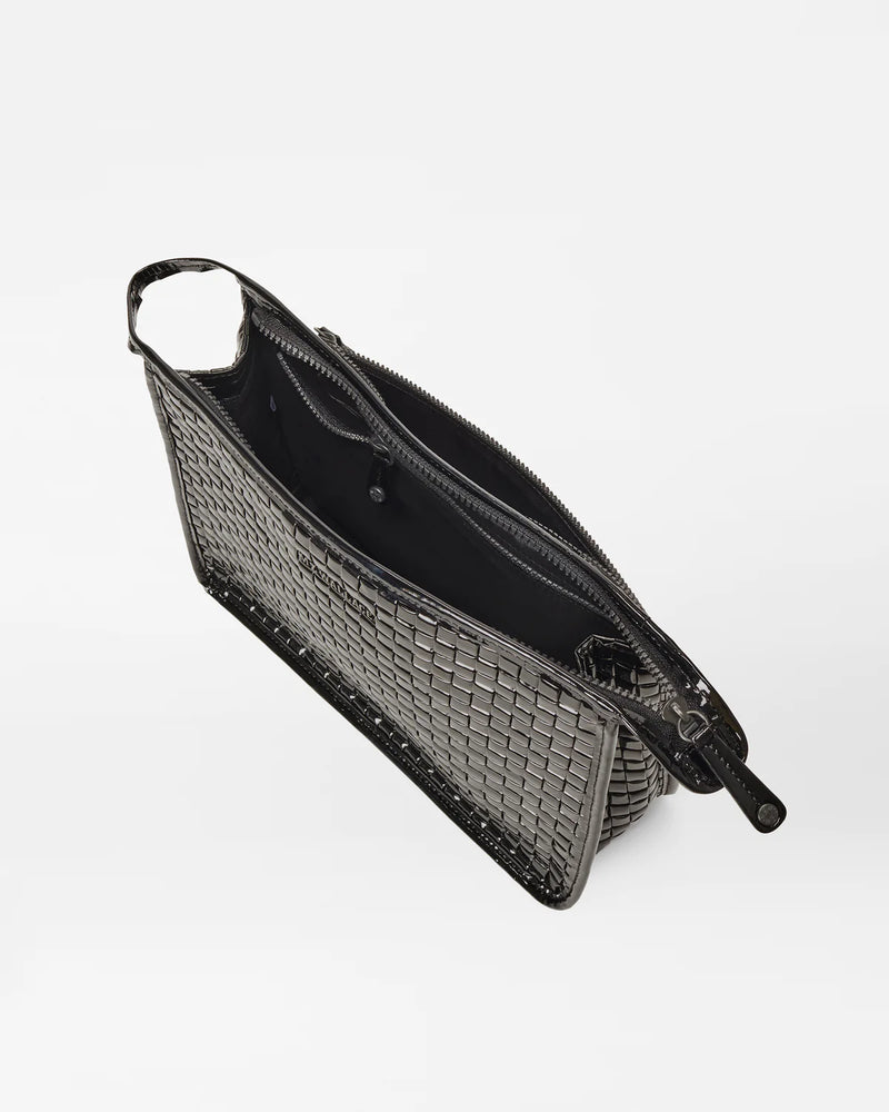 WOVEN METRO CLUTCH in Black Lacquer