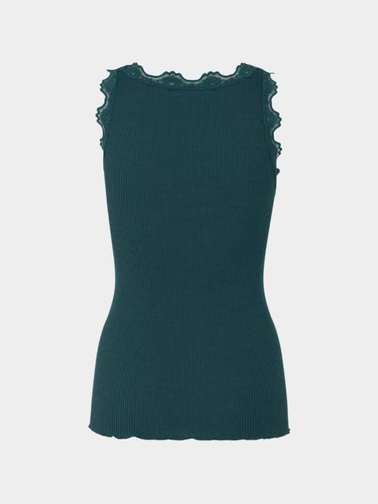 BABETTE CLASSIC SILK TOP WITH LACE - DARK TEAL