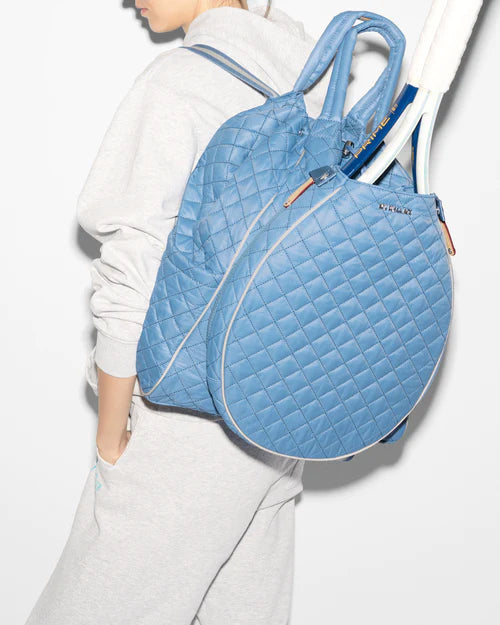 DOUBLE TENNIS CONVERTIBLE BACKPACK in Cornflower Blue/Pebble