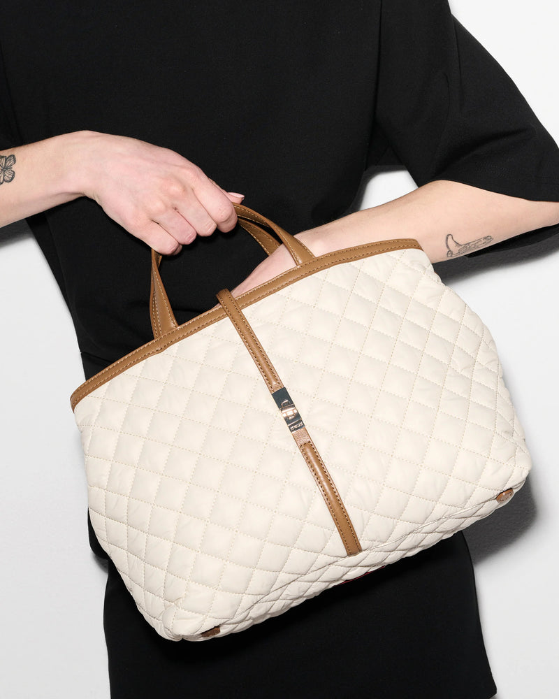 MEDIUM ASTOR TOP HANDLE in Sandshell with Brown