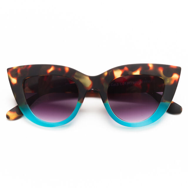 CLAUDIA CAT EYE SUNGLASSES - Havana Blue