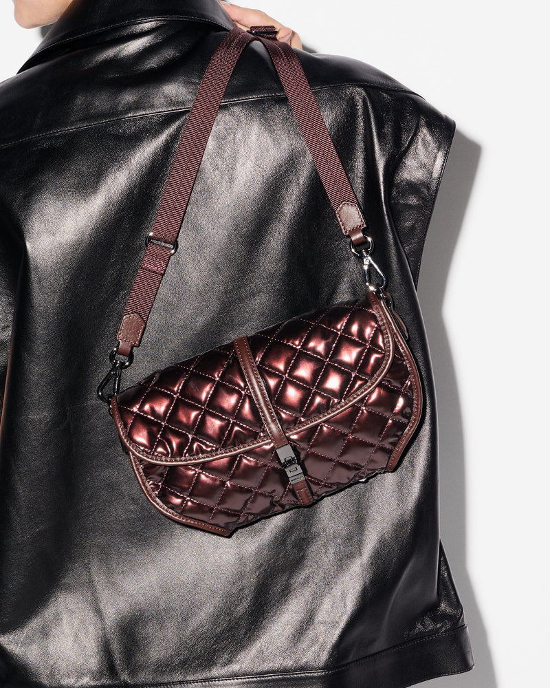 SMALL ASTOR CONVERTIBLE CLUTCH in Bordeaux Lacquer