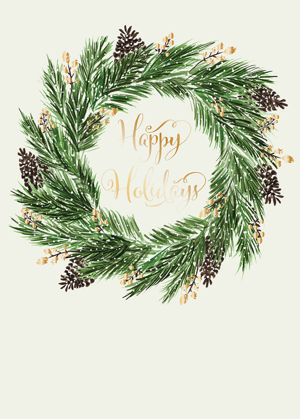 GREEN WREATH Boxed Greeting Cards