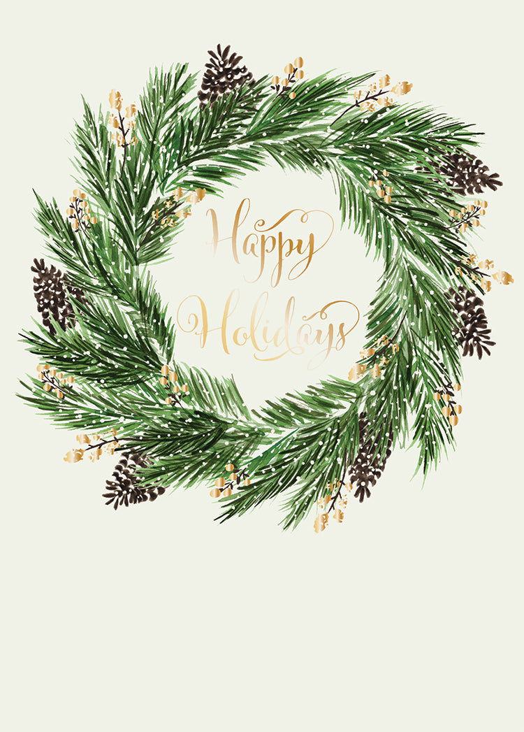 GREEN WREATH Boxed Greeting Cards