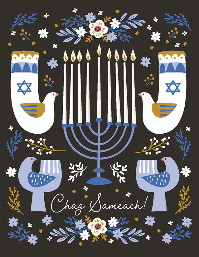 MENORAH WITH BIRDS Boxed Greeting Cards