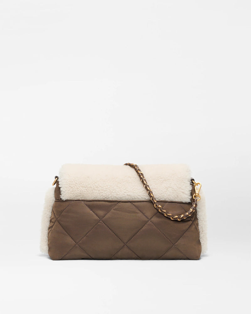 CROSBY LOCK SHOULDER BAG in Shearling/Walnut