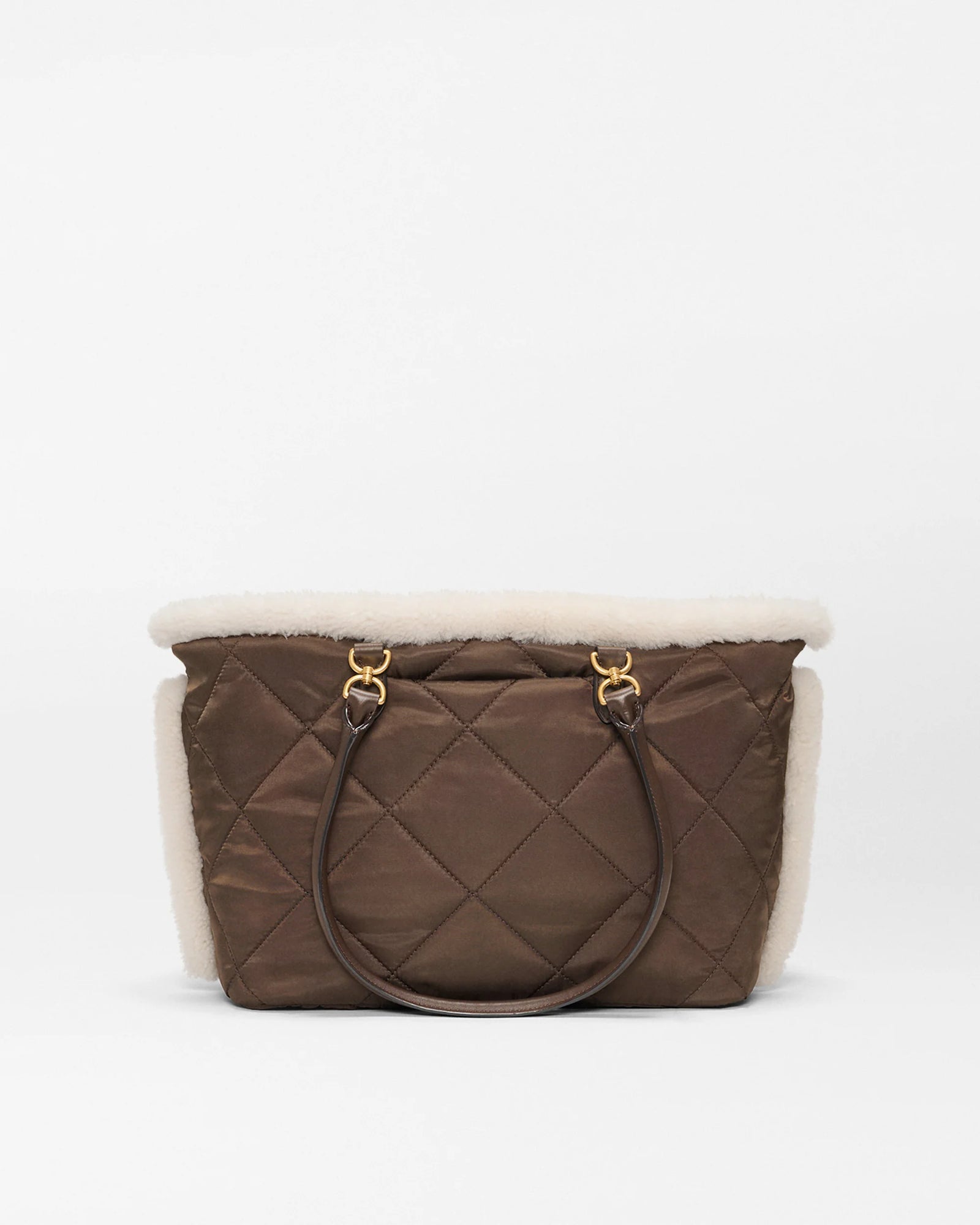 MZ WALLACE | MEDIUM MADISON E-W TOTE in Shearling/Walnut – ONE 2