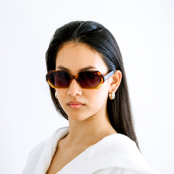 ANDREA HEXAGONAL SUNGLASSES - Havana Yellow