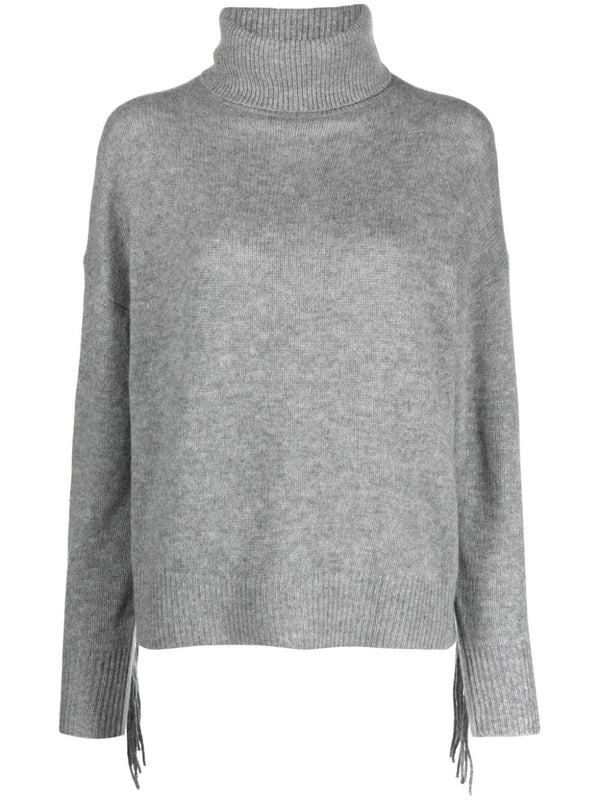 HUDSON CASHMERE PULLOVER - MID HEATHER GREY