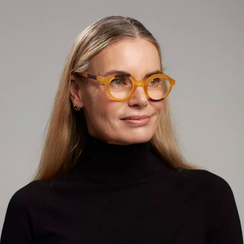 LAURO READING GLASSES - Yellow with 3 Dots
