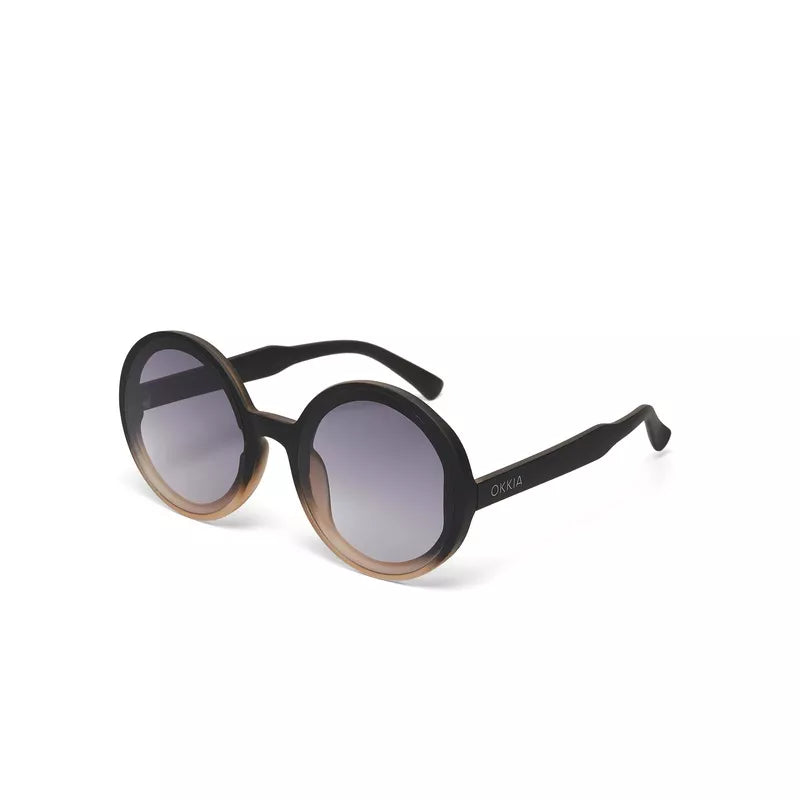 MONICA ROUND SUNGLASSES - Black Faded Pink