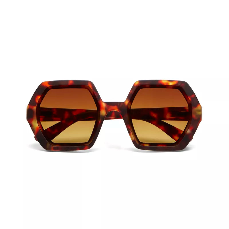 EMMA HEXAGONAL SUNGLASSES - Classic Havana