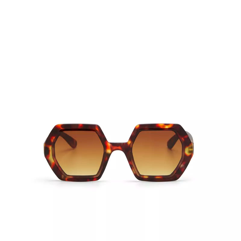 EMMA HEXAGONAL SUNGLASSES - Classic Havana