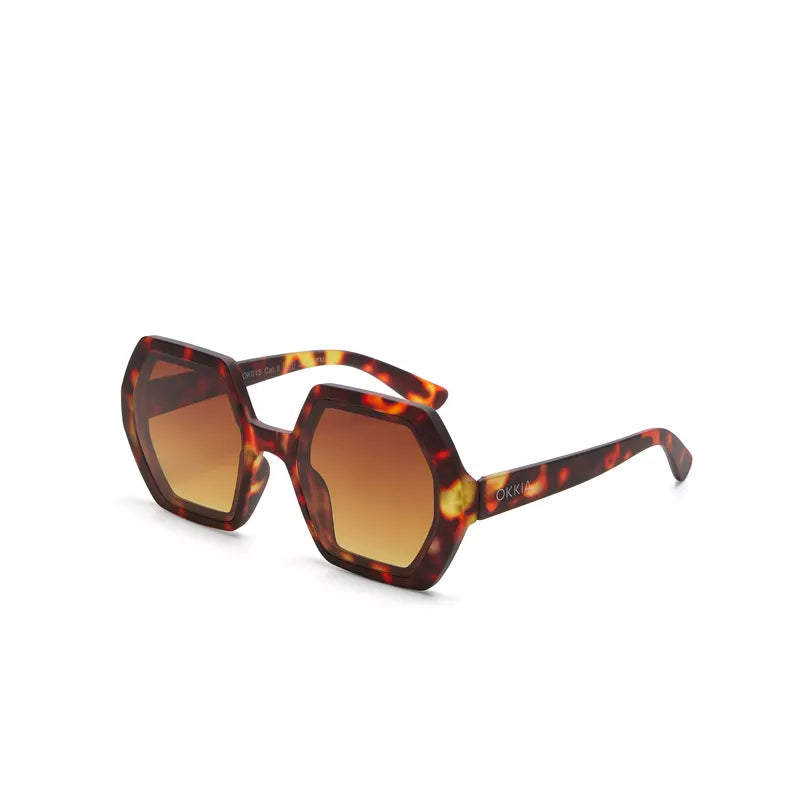 EMMA HEXAGONAL SUNGLASSES - Classic Havana