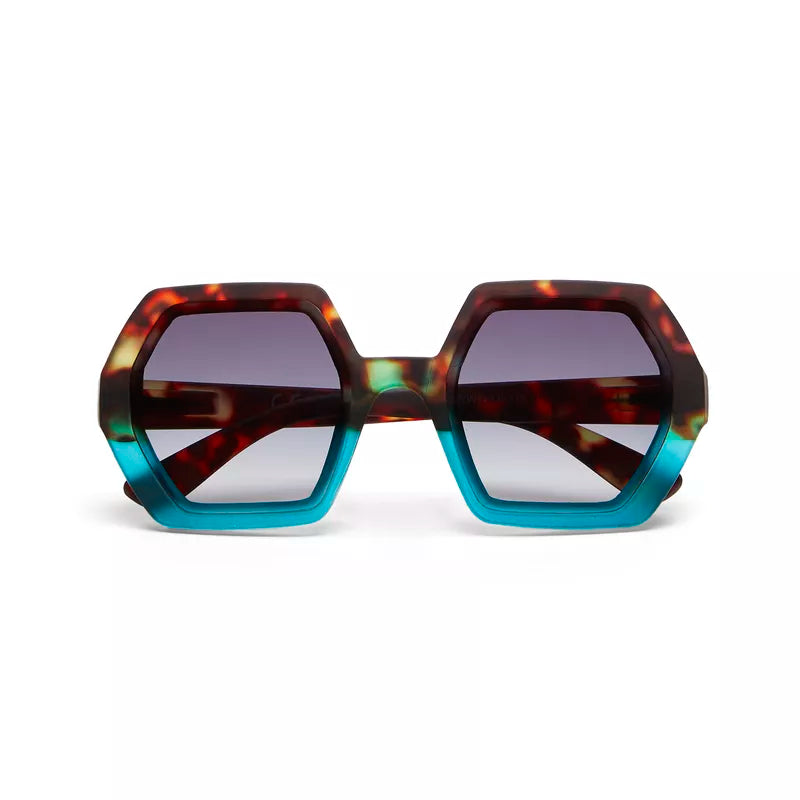 EMMA HEXAGONAL SUNGLASSES - Havana Blue