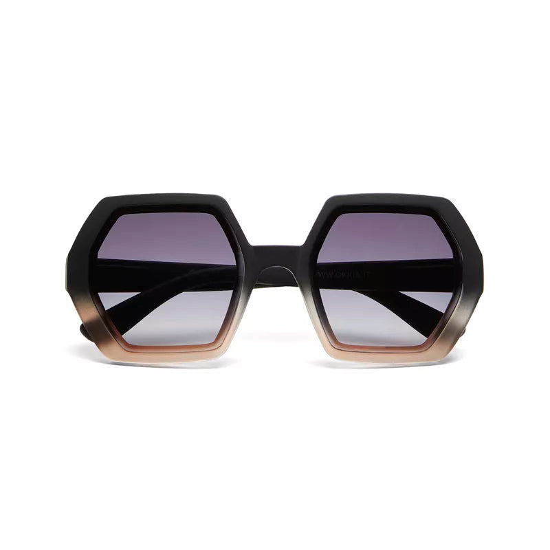 EMMA HEXAGONAL SUNGLASSES - Black Faded Pink