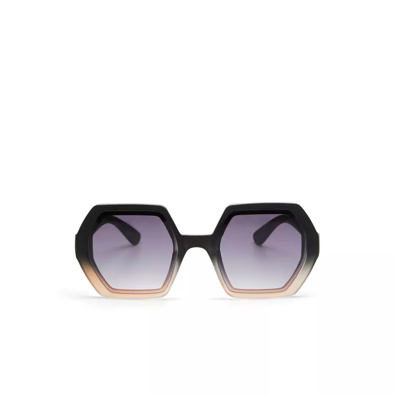 EMMA HEXAGONAL SUNGLASSES - Black Faded Pink