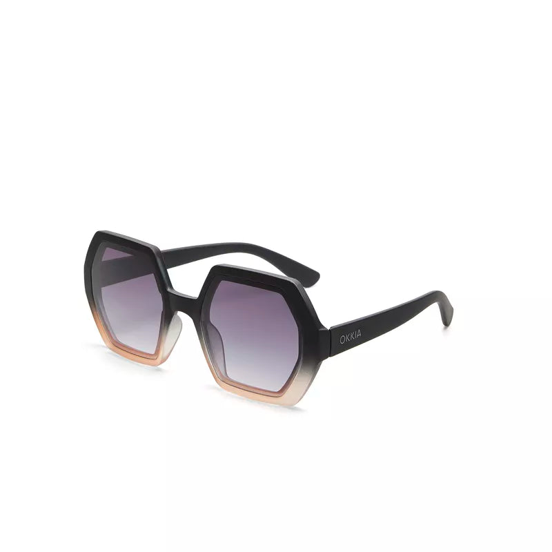 EMMA HEXAGONAL SUNGLASSES - Black Faded Pink