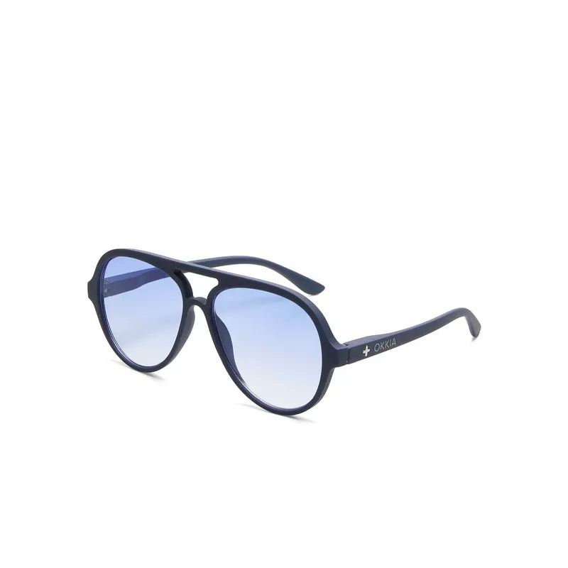 ALESSIO AVIATOR SUNGLASSES - Midnight with Blue Lenses