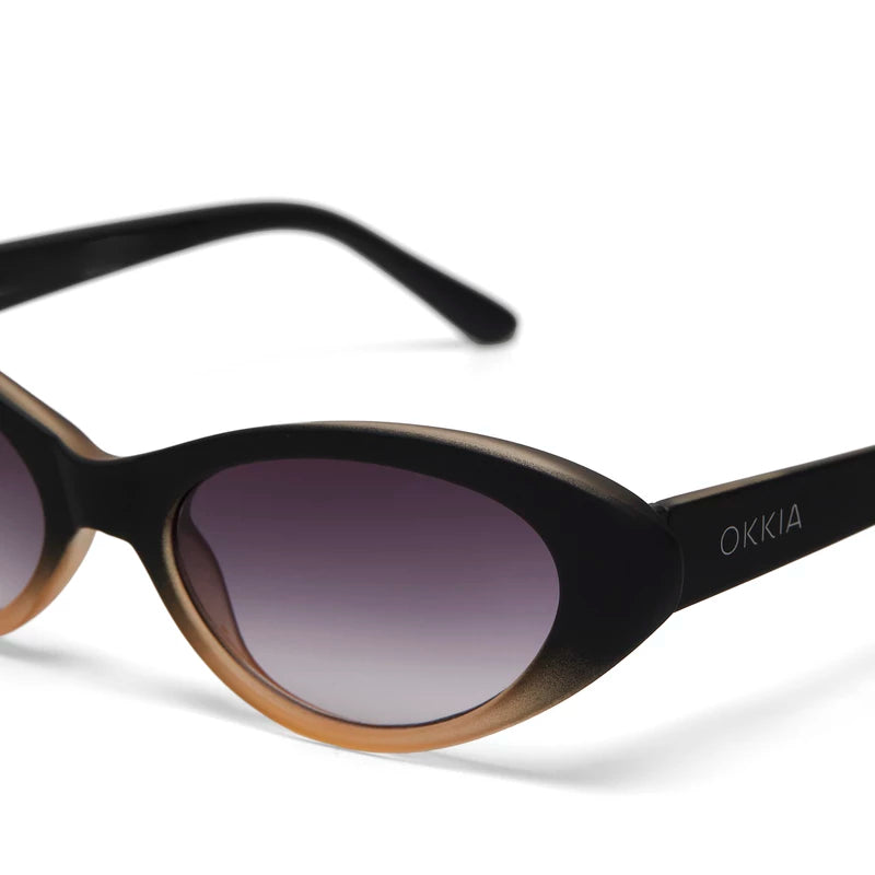 LINA SMALL CAT EYE SUNGLASSES - Black Faded Pink