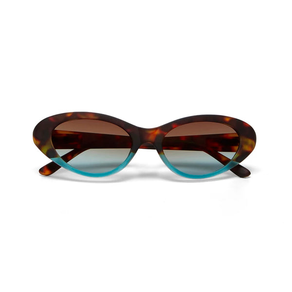 LINA SMALL CAT EYE SUNGLASSES - Havana Blue