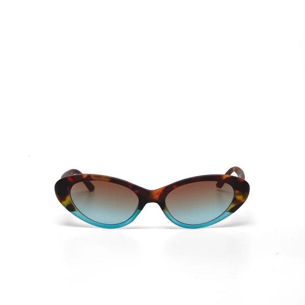 LINA SMALL CAT EYE SUNGLASSES - Havana Blue