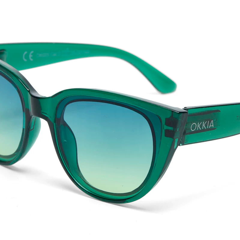 SILVIA CAT EYE SUNGLASSES - Transparent Green