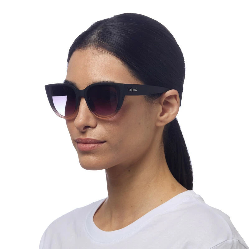 SILVIA CAT EYE SUNGLASSES - Black Faded Pink