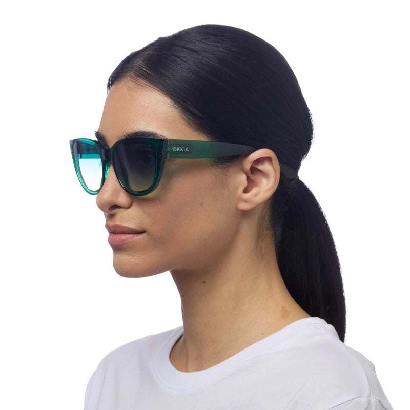 SILVIA CAT EYE SUNGLASSES - Transparent Green