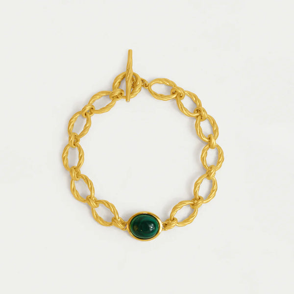 FORME CHAIN BRACELET Gold with Malachite