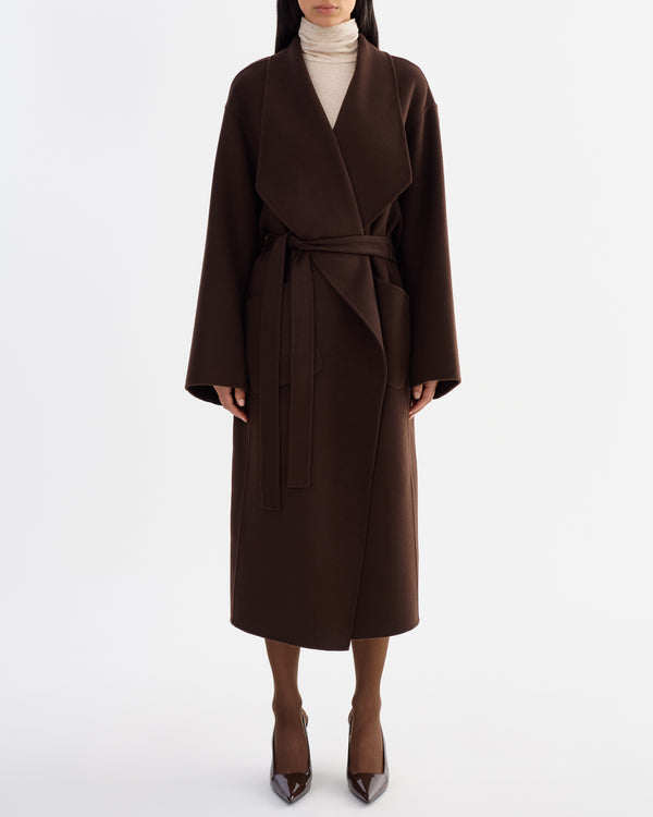 COREEN Wool Coat - Dark Brown