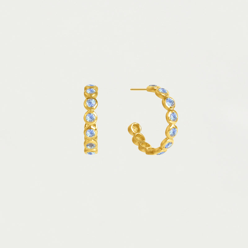 SIGNATURE ETERNITY SMALL HOOPS Gold with Moonstone