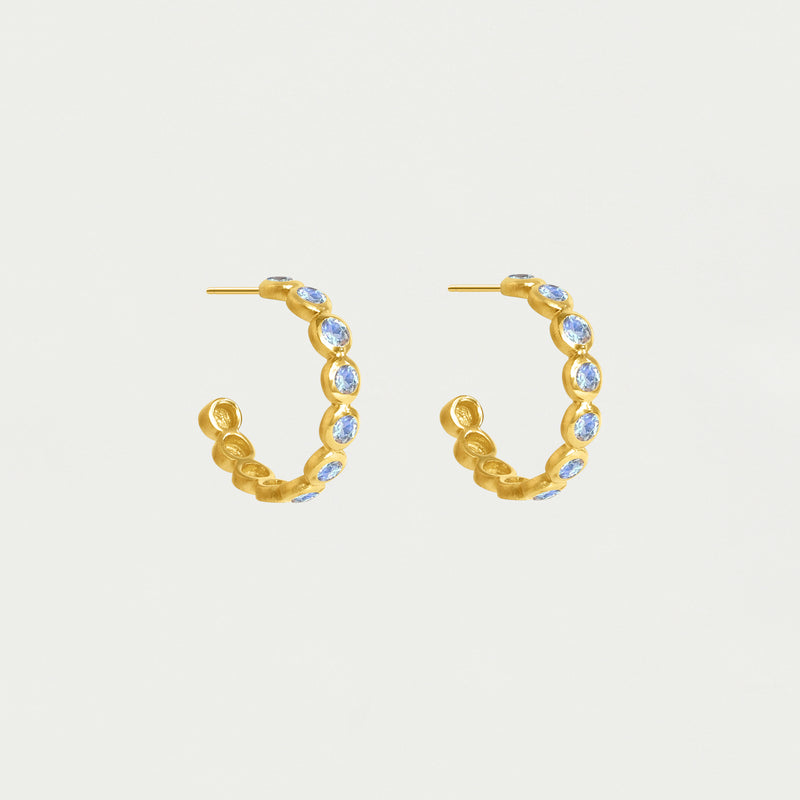 SIGNATURE ETERNITY SMALL HOOPS Gold with Moonstone