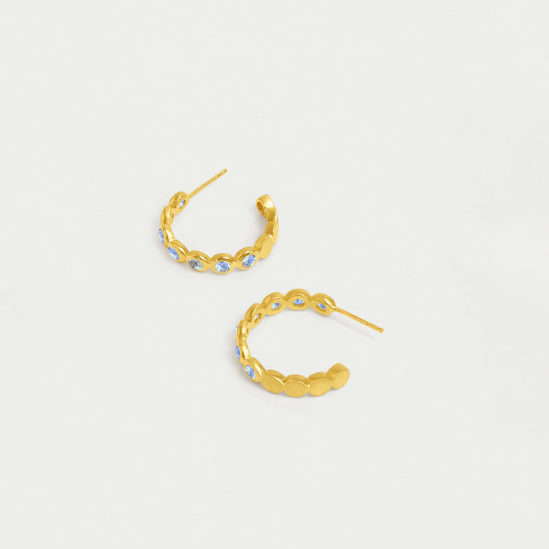 SIGNATURE ETERNITY SMALL HOOPS Gold with Moonstone