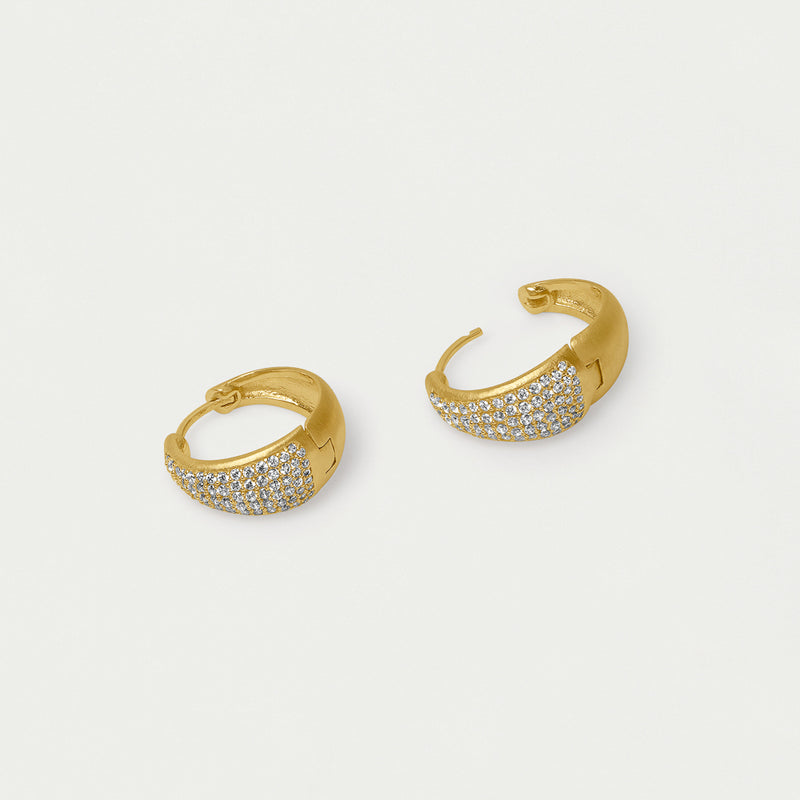 MARGAUX PAVE HUGGIE HOOPS in Gold