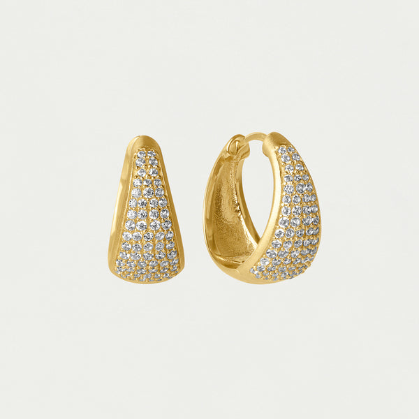 MARGAUX PAVE HUGGIE HOOPS in Gold